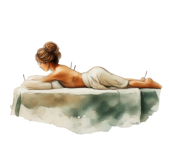 Acupuncture patient with needles inserted - support for acupuncture, The Practitioner Studio