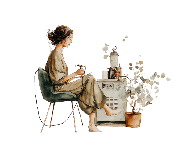 Watercolour artwork of a serene Bioresonance therapy setting, reflecting The Practitioner Studio’s support for Holistic Health Professionals