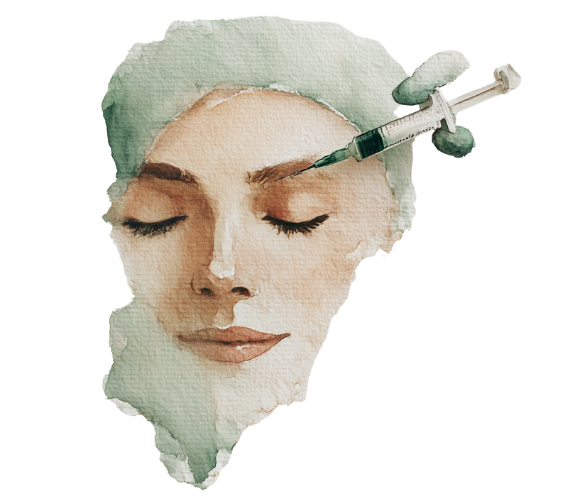 Watercolour illustration of skin  representing support for Mesotherapy