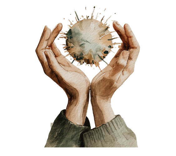 Watercolour artwork representing Pranic Healing with calm, natural elements and wellness focused energy symbolising The Practitioner Studio’s support for Pranic Healing practitioners