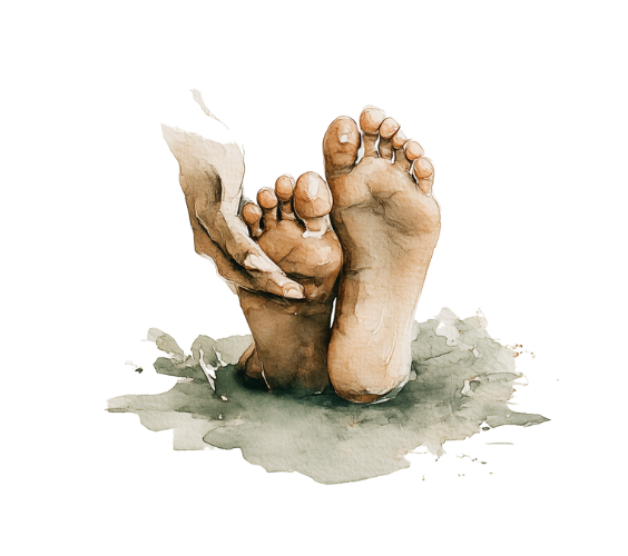 support-for-reflexology Watercolour illustration of feet and hands representing support for Reflexology